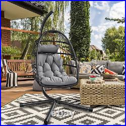 TAUS Hanging Egg Swing Chair withStand Hammock Patio Chair+Cushion Indoor Outdoor