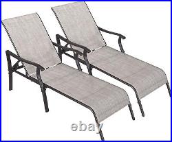 TAUS Outdoor Chaise Lounge Chair Textile Pool Chaise Lounger for Patio Beach 2pc