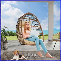 TAUS Rattan Egg Chair Swing Egg Chair Sturdy Steel Frame with Cushions for Patio