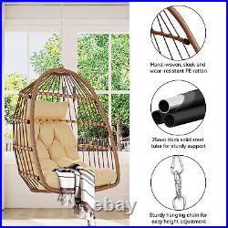 TAUS Rattan Egg Chair Swing Egg Chair Sturdy Steel Frame with Cushions for Patio