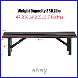 TECSPACE 47.2x14.2x15.7 inches Black Aluminum Folding Outdoor Bench for Garden
