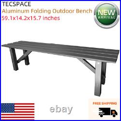 TECSPACE 59.1x14.2x15.7 inches Black Aluminum Folding Outdoor Bench for Garden