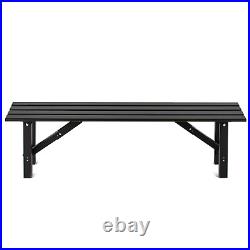TECSPACE 59.1x14.2x15.7 inches Black Aluminum Folding Outdoor Bench for Garden