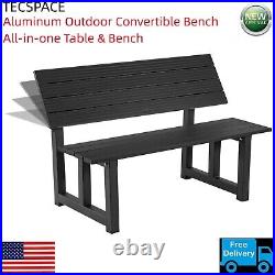 TECSPACE All New Aluminum Black Outdoor Convertible Bench All-in-one Table&Bench