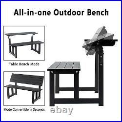 TECSPACE New Aluminum 2-colour Outdoor Convertible Bench All-in-one Table&Bench