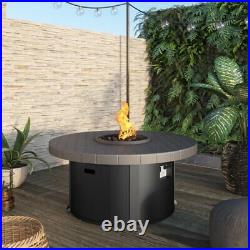 TK Classics 48 Round Propane Fire Pit Dining Table with Protective Cover Black