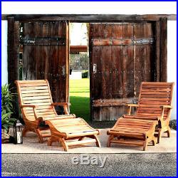 Teak Oiled Plantation Adirondack Outdoor Patio Deck Chair & Ottoman New
