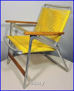 Telescope Vintage Aluminum Lawn Chair & Rocking Chair Set Yellow Vinyl Tube Cord