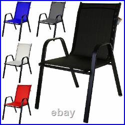 Textoline Bistro Chairs Stack Outdoor Garden Patio Dining Furniture Cream/black