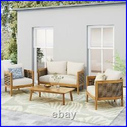 The Crowne Collection Outdoor Acacia Wood 4 Seater Chat Set with Cushions