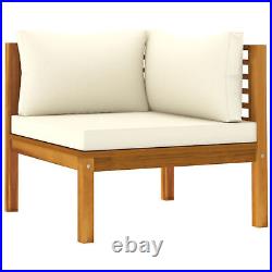 Tidyard 2-Seater Patio Sofa Acacia Wood Cushioned 2 Corner Sofas Set for H3Y7