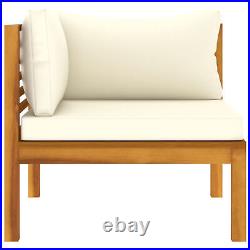 Tidyard 2-Seater Patio Sofa Acacia Wood Cushioned 2 Corner Sofas Set for H3Y7