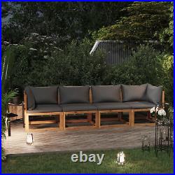 Tidyard 4-Seater Garden Sofa with Cushions Acacia Wood Patio 2 Corner and 2 B9S0