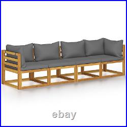 Tidyard 4-Seater Garden Sofa with Cushions Acacia Wood Patio 2 Corner and 2 B9S0