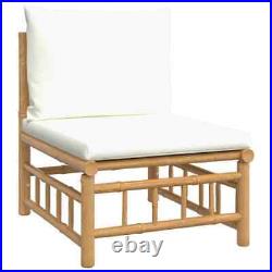 Tidyard Patio Middle Sofa with and Back Cushion, Bamboo Garden Sofa Set S0G4