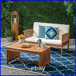 Tolbert Outdoor Acacia Wood Loveseat & Coffee Table Set