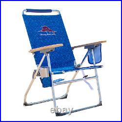 Tommy Bahama Hi-Boy Beach Chair, Reclining, 300 lb Capacity, Light or Dark Blue