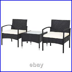 Topbuy 3PCS Wicker Rattan Furniture Patio Table Chair With Washable Cushion