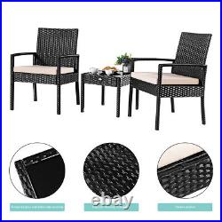 Topbuy 3 Pieces Patio Set Outdoor Wicker Rattan Furniture With Cushions