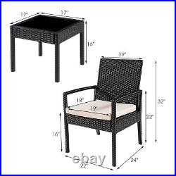 Topbuy 3 Pieces Patio Set Outdoor Wicker Rattan Furniture With Cushions