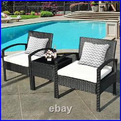 Topbuy 3 Pieces Patio Set Outdoor Wicker Rattan Furniture with Cushions