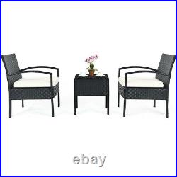 Topbuy 3 Pieces Patio Set Outdoor Wicker Rattan Furniture with Cushions