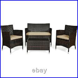 Topbuy 4 PCS Patio Rattan Wicker Furniture Set Outdoor with Cushions