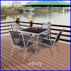 Topbuy 5 PCS Fabric Chairs Set Outdoor Furniture Unit Patio Garden Table