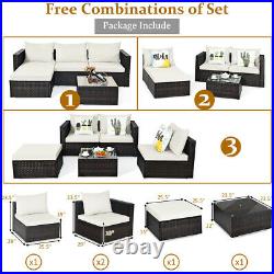 Topbuy 5 PCS Patio Rattan Furniture Set Sectional Sofa Cushioned