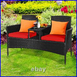 Topbuy Outdoor Rattan Furniture Wicker Patio Chair WithCushion Red