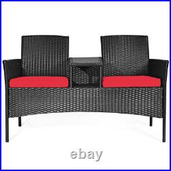 Topbuy Outdoor Rattan Furniture Wicker Patio Chair WithCushion Red