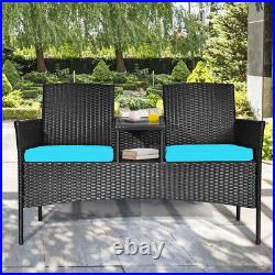 Topbuy Outdoor Rattan Furniture Wicker Patio Chair WithCushions Turquoise