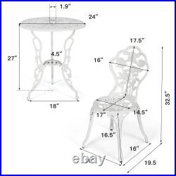 Topbuy Rose Design Bistro Set Antique Aluminum Bench Patio Garden Chair for