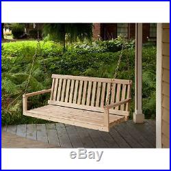 Traditional Wood Porch Patio Swing Jack Post Jennings 4' Wide Hanging, Natural