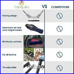 Tranquillo Adjustable Foldable Hammock Stand with Black Polyester Hammock Net