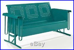 Turquoise 3 Person Metal Patio Glider Bench Outdoor Home Seating Furniture