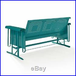 Turquoise 3 Person Metal Patio Glider Bench Outdoor Home Seating Furniture