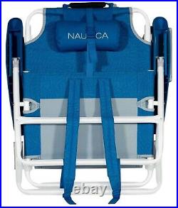 Two Nautica Portable Beach Chairs with Cup Holder Padded Backpack Straps 4 Colors