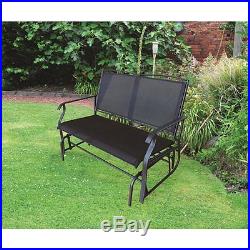 Two-seater Garden Glider Chair Steel Frame Smooth Relaxing Rocking Black