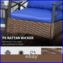 Two-tier Table Wicker Bistro Set, Cushioned 3 Pieces Patio Set