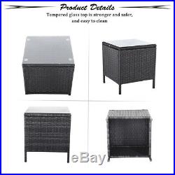 UFI 3 PCS Outdoor Patio Furniture Set Rattan Wicker Chairs & Table Black