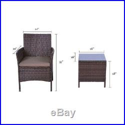 UFI 3 PCS Outdoor Patio Furniture Set Rattan Wicker Chairs & Table Brown