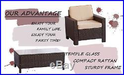 UFI 4 Pcs Outdoor Patio Furniture Set Wicker Rattan Sofa Sectional Set Brown