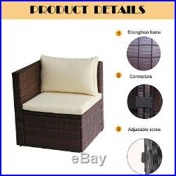 UFI 5 Pcs Outdoor Patio Furniture Set Wicker Rattan Sofa Sectional Set Brown
