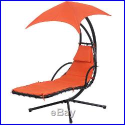 US Orange Hanging Chaise Lounge Chair Arc Stand Air Porch Swing Hammock Canopy