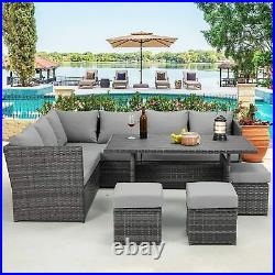 U-MAX 7 Pieces Outdoor Furniture Set Patio Wicker Rattan Sectional Sofa with Table