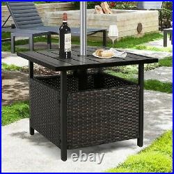 Ulax Furniture Patio Outdoor Wicker Umbrella Stand Bistro Table, Side Table