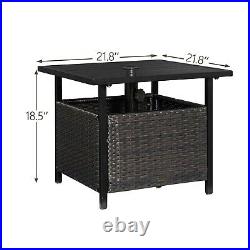 Ulax Furniture Patio Outdoor Wicker Umbrella Stand Bistro Table, Side Table