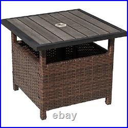 Umbrella Stand All Weather Wicker Rattan Patio Side Table