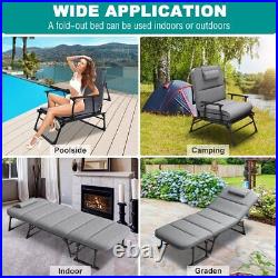Updated Folding Cot, 6 Reclining Position Adjustable Cot Chair Camping Outdoor